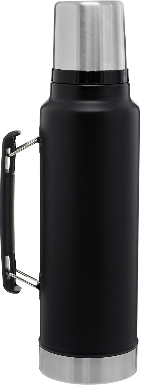 image:imageStanley Classic Legendary Vacuum Bottle 20 oz Wide Mouth with Leakproof Cup Lid Keep Drinks Hot or Cold Packable for Travel Insulated Stainless Steel Thermal Bottle BPAFree Black 20Matte Black