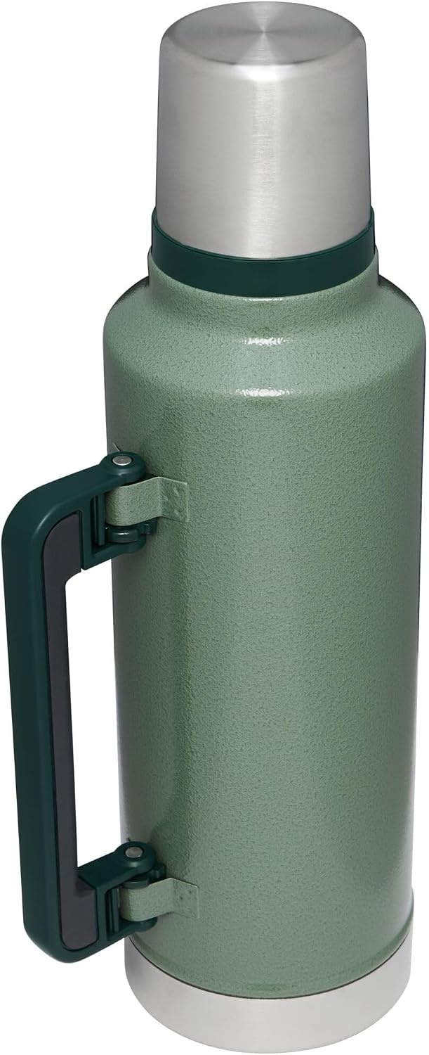 image:imageStanley Classic Legendary Vacuum Bottle 20 oz Wide Mouth with Leakproof Cup Lid Keep Drinks Hot or Cold Packable for Travel Insulated Stainless Steel Thermal Bottle BPAFree Black 20Hammertone Green