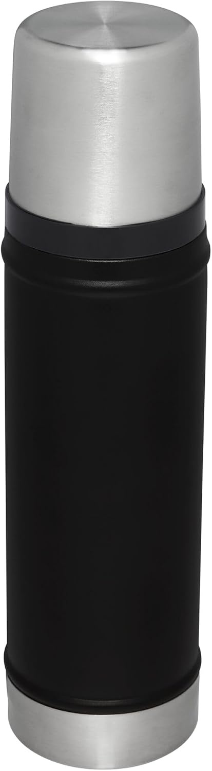 image:imageStanley Classic Legendary Vacuum Bottle 20 oz Wide Mouth with Leakproof Cup Lid Keep Drinks Hot or Cold Packable for Travel Insulated Stainless Steel Thermal Bottle BPAFree Black 20Black 20