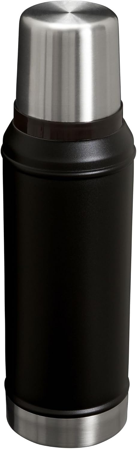image:imageStanley Classic Legendary Vacuum Bottle 20 oz Wide Mouth with Leakproof Cup Lid Keep Drinks Hot or Cold Packable for Travel Insulated Stainless Steel Thermal Bottle BPAFree Black 20Black 20