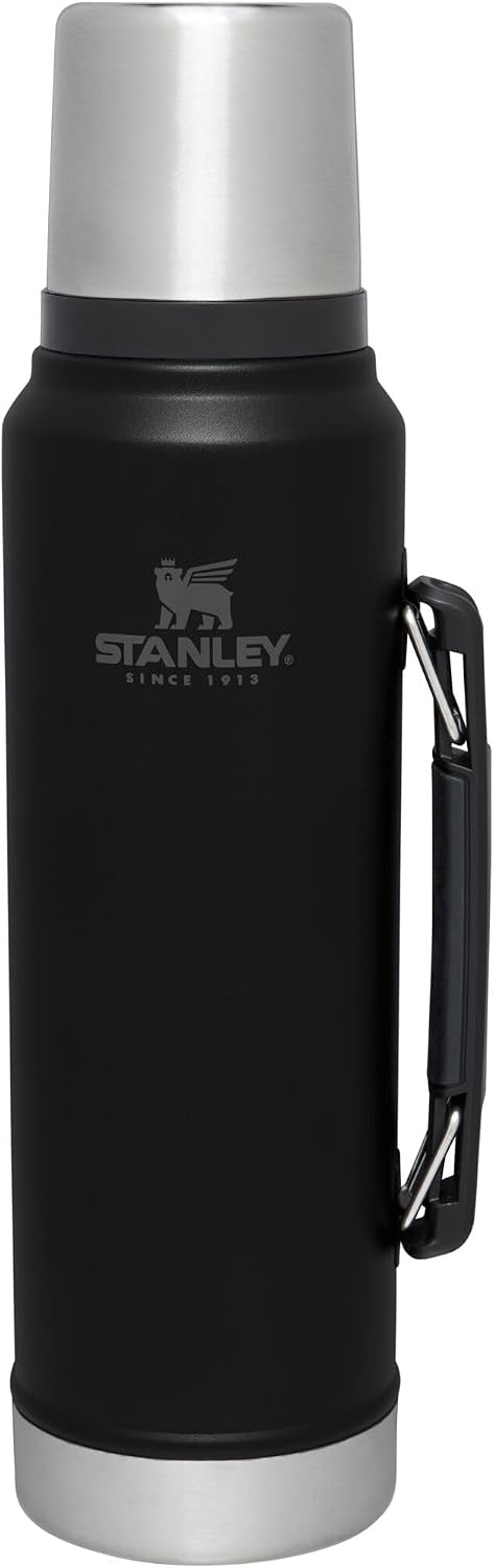 image:imageStanley Classic Legendary Vacuum Bottle 20 oz Wide Mouth with Leakproof Cup Lid Keep Drinks Hot or Cold Packable for Travel Insulated Stainless Steel Thermal Bottle BPAFree Black 20Matte Black