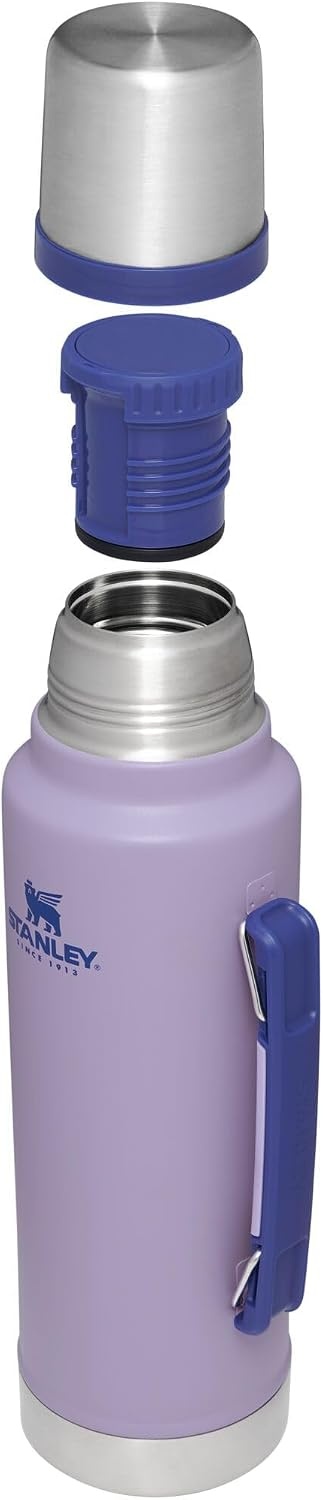 image:imageStanley Classic Legendary Vacuum Bottle 20 oz Wide Mouth with Leakproof Cup Lid Keep Drinks Hot or Cold Packable for Travel Insulated Stainless Steel Thermal Bottle BPAFree Black 20Lavender