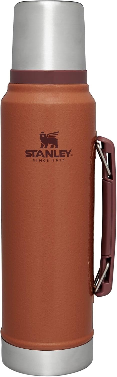 image:imageStanley Classic Legendary Vacuum Bottle 20 oz Wide Mouth with Leakproof Cup Lid Keep Drinks Hot or Cold Packable for Travel Insulated Stainless Steel Thermal Bottle BPAFree Black 20Hammertone Clay
