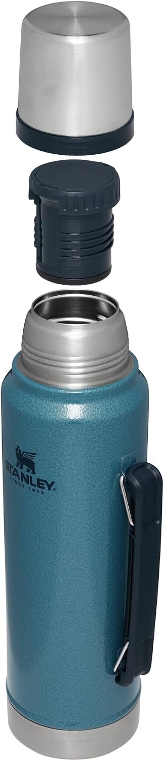 image:imageStanley Classic Legendary Vacuum Bottle 20 oz Wide Mouth with Leakproof Cup Lid Keep Drinks Hot or Cold Packable for Travel Insulated Stainless Steel Thermal Bottle BPAFree Black 20Hammertone Lake