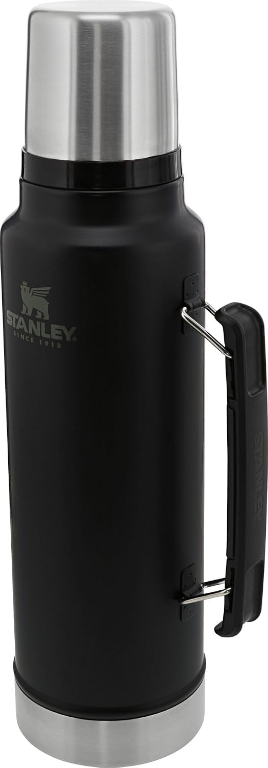 image:imageStanley Classic Legendary Vacuum Bottle 20 oz Wide Mouth with Leakproof Cup Lid Keep Drinks Hot or Cold Packable for Travel Insulated Stainless Steel Thermal Bottle BPAFree Black 20Matte Black