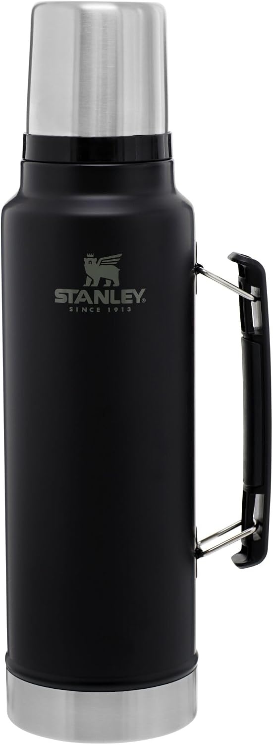 image:imageStanley Classic Legendary Vacuum Bottle 20 oz Wide Mouth with Leakproof Cup Lid Keep Drinks Hot or Cold Packable for Travel Insulated Stainless Steel Thermal Bottle BPAFree Black 20Matte Black