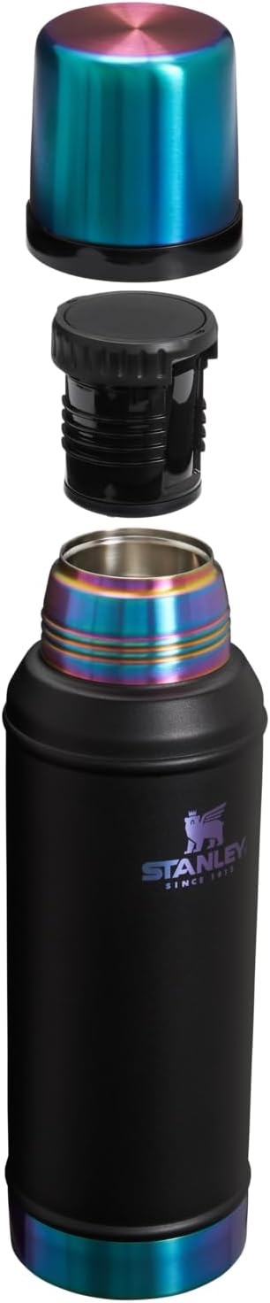 image:imageStanley Classic Legendary Vacuum Bottle 20 oz Wide Mouth with Leakproof Cup Lid Keep Drinks Hot or Cold Packable for Travel Insulated Stainless Steel Thermal Bottle BPAFree Black 20Black Chroma