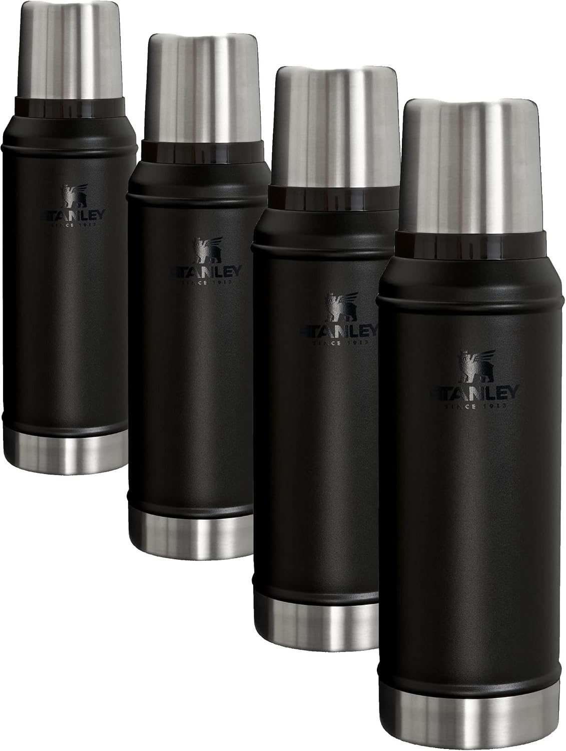 image:imageStanley Classic Legendary Vacuum Bottle 20 oz Wide Mouth with Leakproof Cup Lid Keep Drinks Hot or Cold Packable for Travel Insulated Stainless Steel Thermal Bottle BPAFree Black 20Black 20