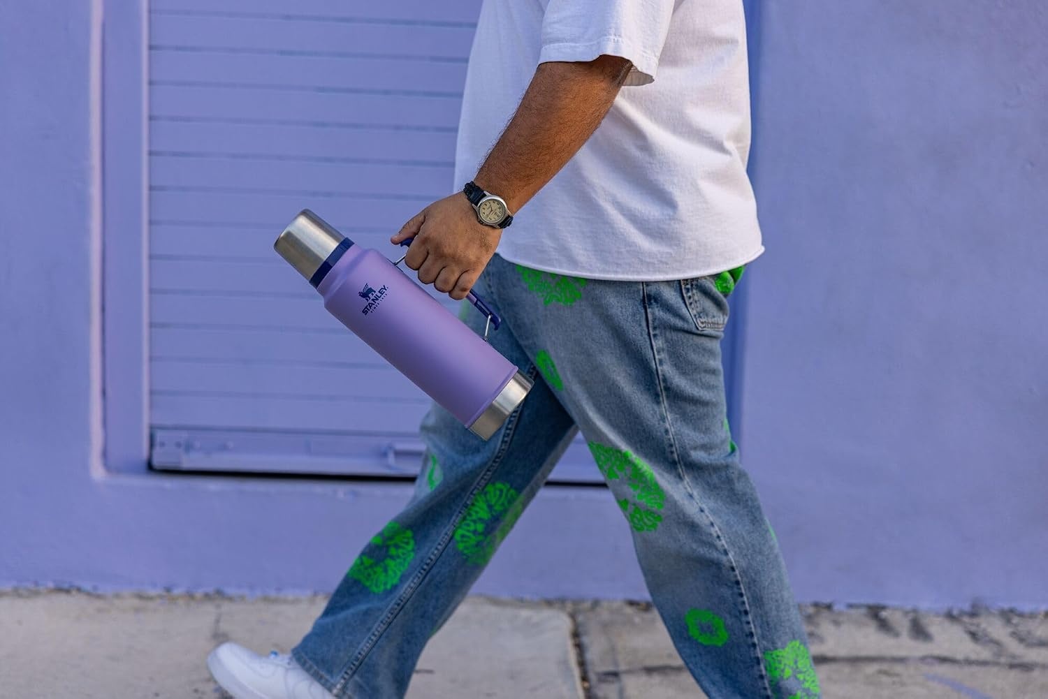 image:imageStanley Classic Legendary Vacuum Bottle 20 oz Wide Mouth with Leakproof Cup Lid Keep Drinks Hot or Cold Packable for Travel Insulated Stainless Steel Thermal Bottle BPAFree Black 20Lavender