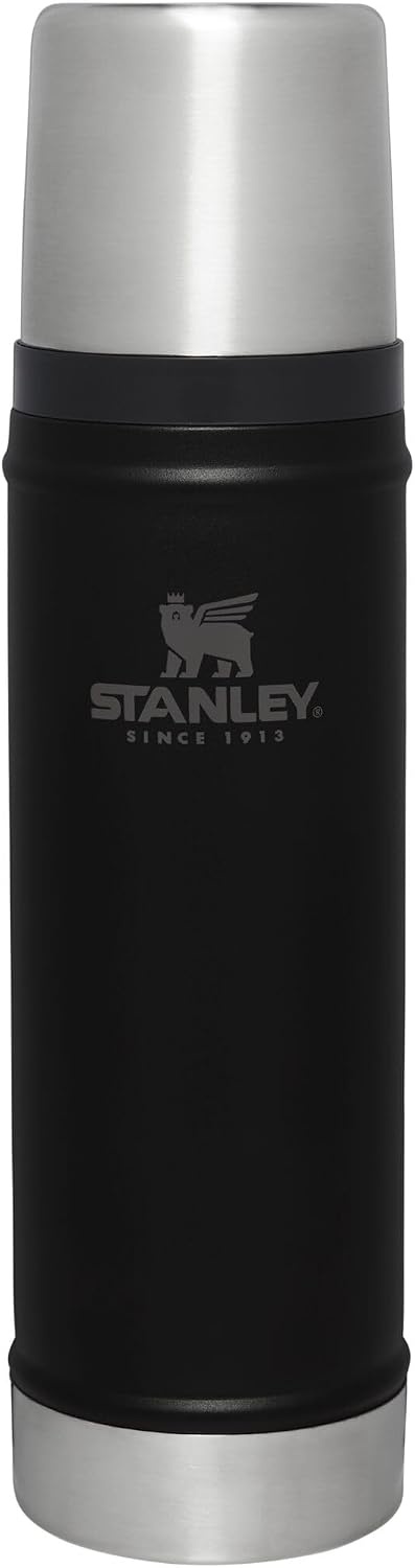 image:imageStanley Classic Legendary Vacuum Bottle 20 oz Wide Mouth with Leakproof Cup Lid Keep Drinks Hot or Cold Packable for Travel Insulated Stainless Steel Thermal Bottle BPAFree Black 20Black 20