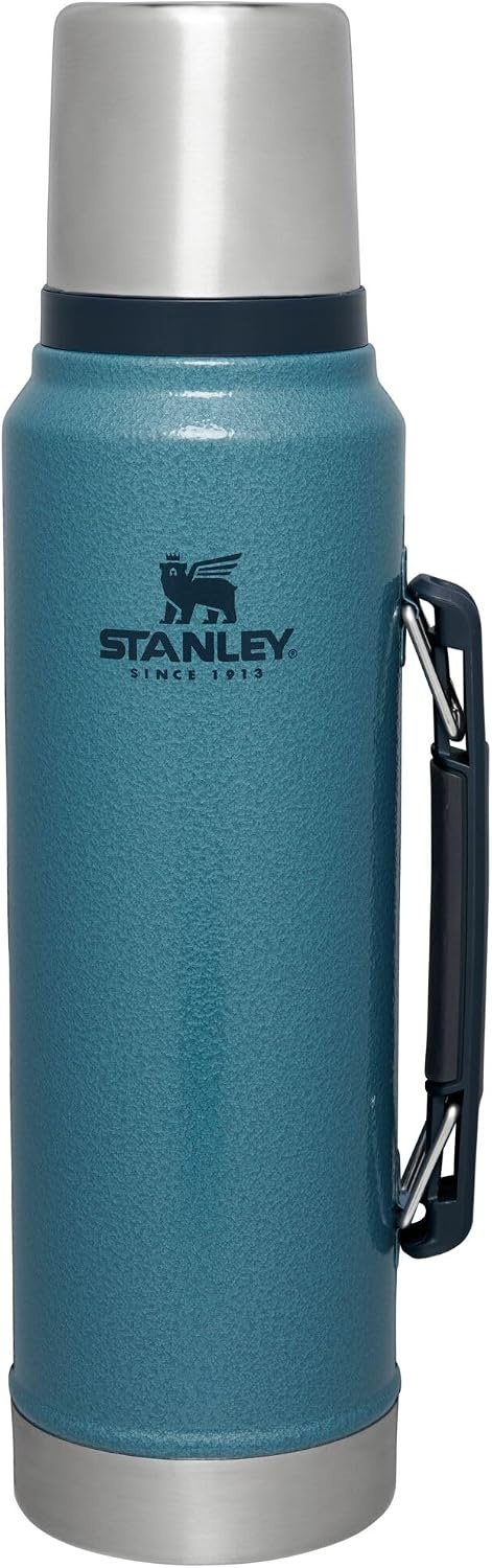 image:imageStanley Classic Legendary Vacuum Bottle 20 oz Wide Mouth with Leakproof Cup Lid Keep Drinks Hot or Cold Packable for Travel Insulated Stainless Steel Thermal Bottle BPAFree Black 20Hammertone Lake