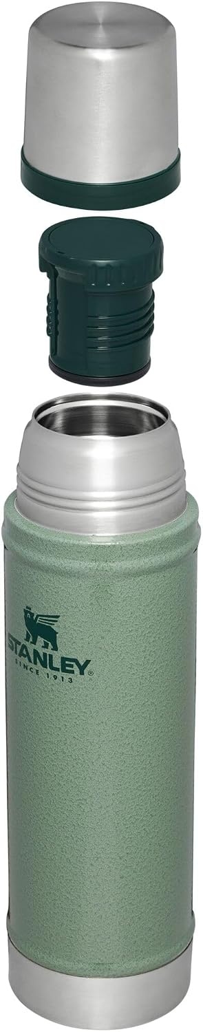 image:imageStanley Classic Legendary Vacuum Bottle 20 oz Wide Mouth with Leakproof Cup Lid Keep Drinks Hot or Cold Packable for Travel Insulated Stainless Steel Thermal Bottle BPAFree Black 20Hammertone Green