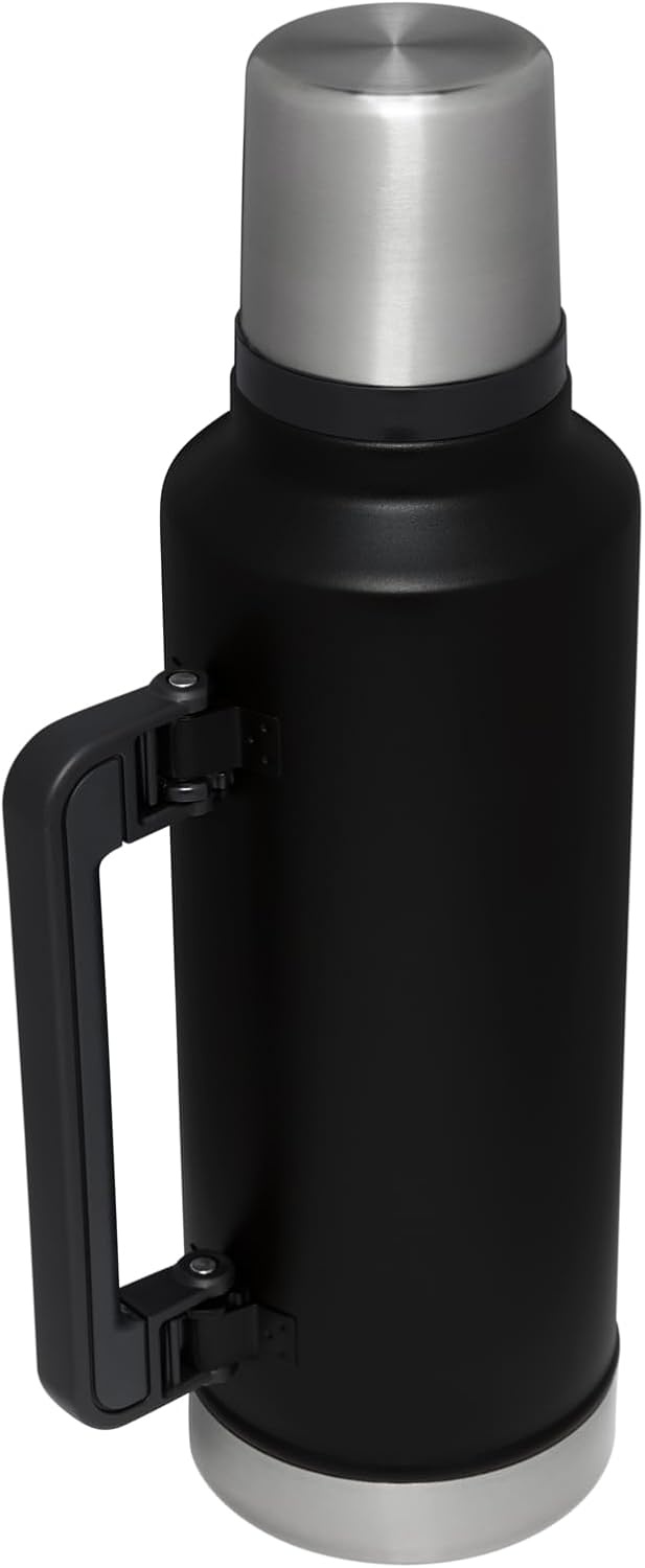 image:imageStanley Classic Legendary Vacuum Bottle 20 oz Wide Mouth with Leakproof Cup Lid Keep Drinks Hot or Cold Packable for Travel Insulated Stainless Steel Thermal Bottle BPAFree Black 20Black 20