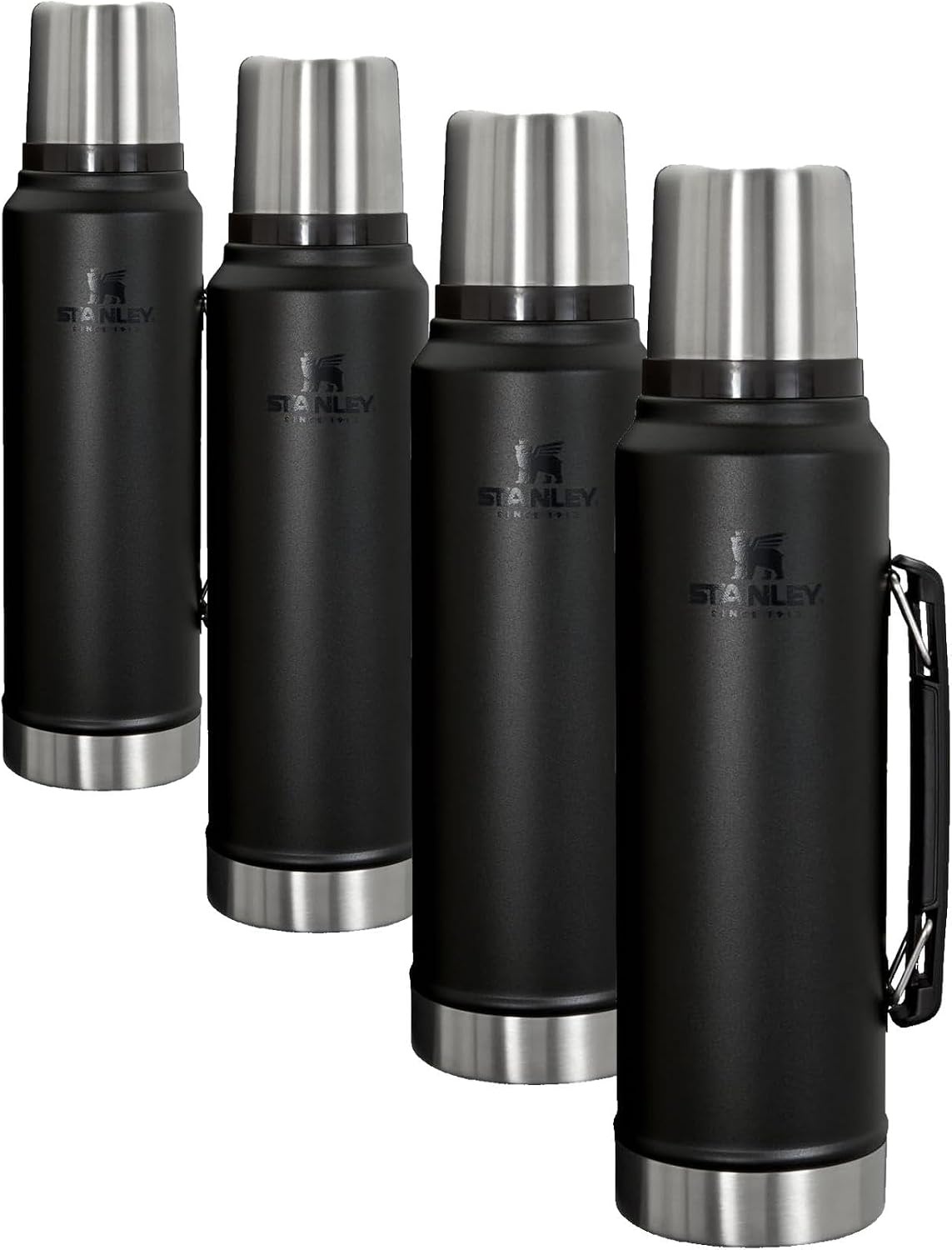 image:imageStanley Classic Legendary Vacuum Bottle 20 oz Wide Mouth with Leakproof Cup Lid Keep Drinks Hot or Cold Packable for Travel Insulated Stainless Steel Thermal Bottle BPAFree Black 20Black 20