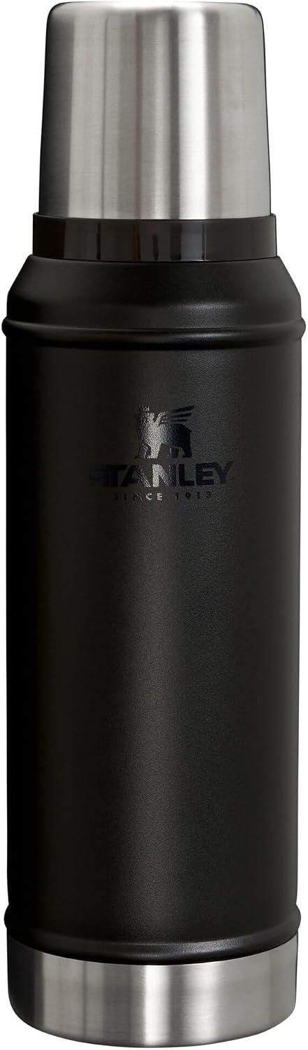 image:imageStanley Classic Legendary Vacuum Bottle 20 oz Wide Mouth with Leakproof Cup Lid Keep Drinks Hot or Cold Packable for Travel Insulated Stainless Steel Thermal Bottle BPAFree Black 20Black 20