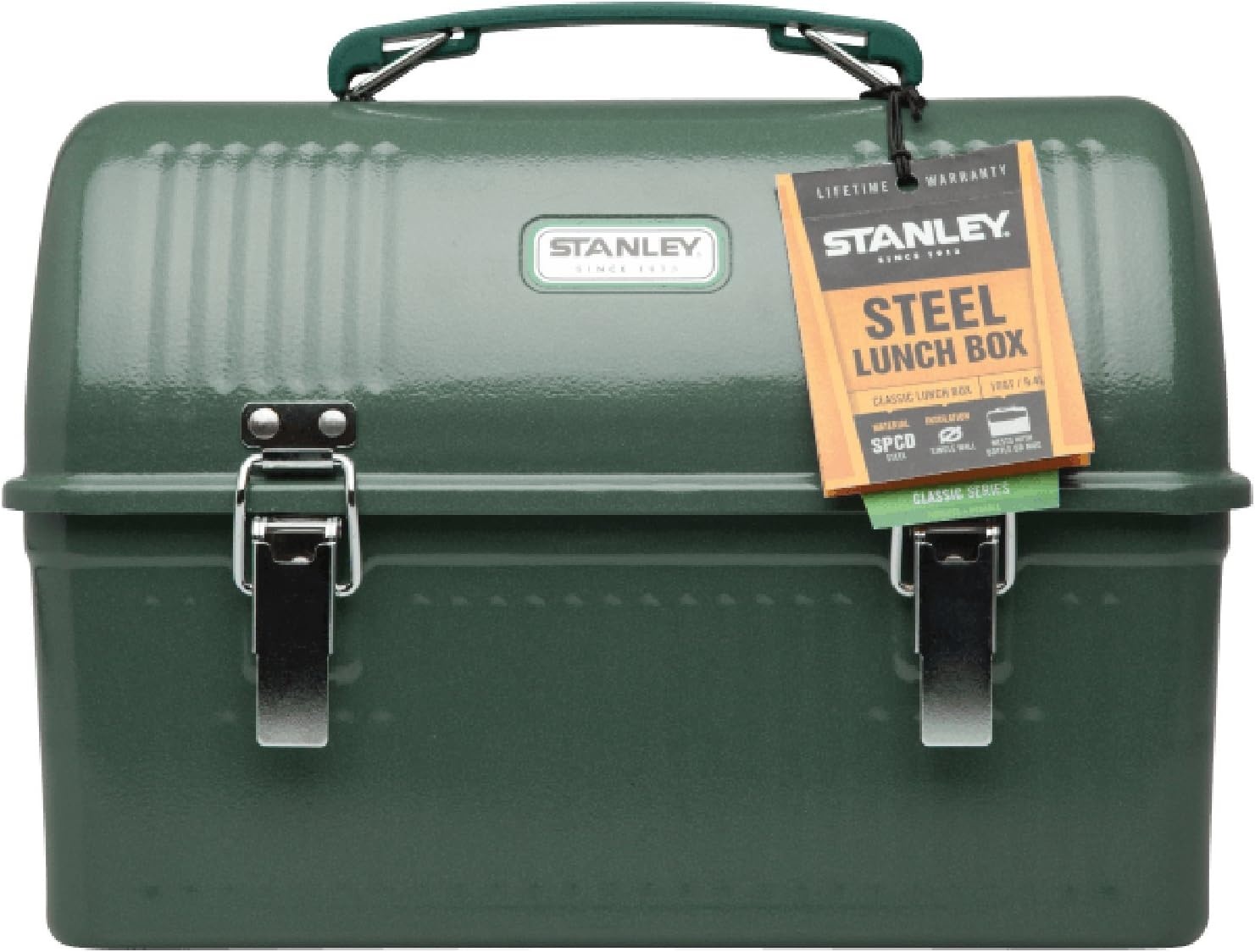 image:imageStanley Classic Lunch Box 10 qt Vintage Metal Lunchbox Durable Meal Container with Handle and Latch Stores Food Drinks Thermos Water BottleHammertone Green