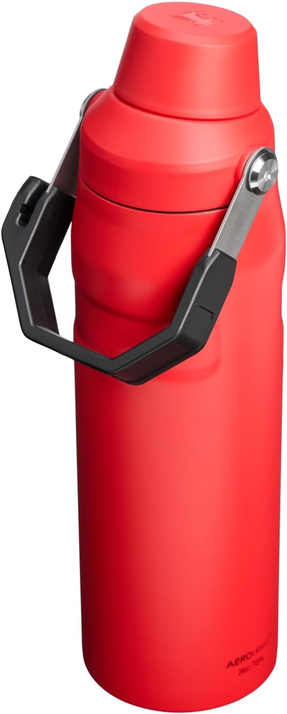 image:imageStanley IceFlow Fast Flow Water Bottle 24 oz Angled Spout Lid Lightweight and Leakproof for Travel and Sports Insulated Stainless Steel BPAFree Chili Black