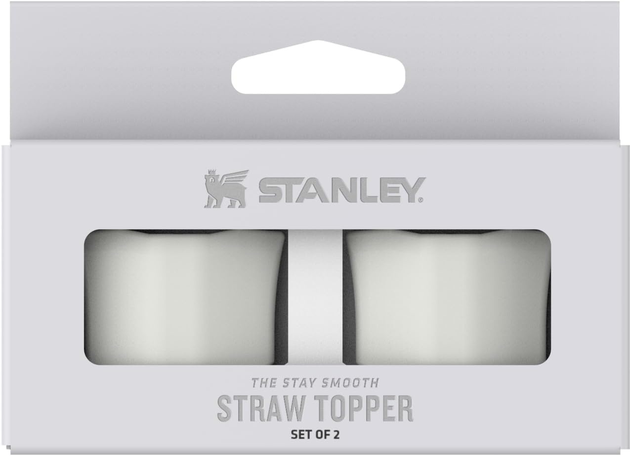 image:imageStanley Quencher Stay Smooth AntiPucker Straw Topper 2Pack Ergonomic Sip Through Straw Cap for Tumbler with Handle Silicone Accessory for Drinking Cup BPAFree Chili RedPale Stone