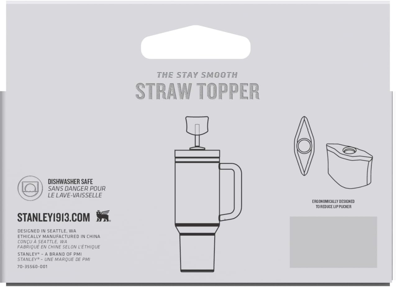 image:imageStanley Quencher Stay Smooth AntiPucker Straw Topper 2Pack Ergonomic Sip Through Straw Cap for Tumbler with Handle Silicone Accessory for Drinking Cup BPAFree Chili RedAsh