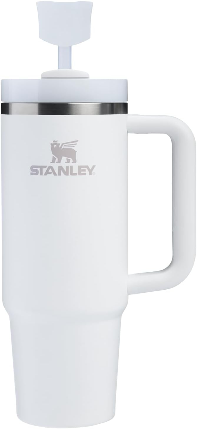 image:imageStanley Quencher Stay Smooth AntiPucker Straw Topper 2Pack Ergonomic Sip Through Straw Cap for Tumbler with Handle Silicone Accessory for Drinking Cup BPAFree Chili RedClear