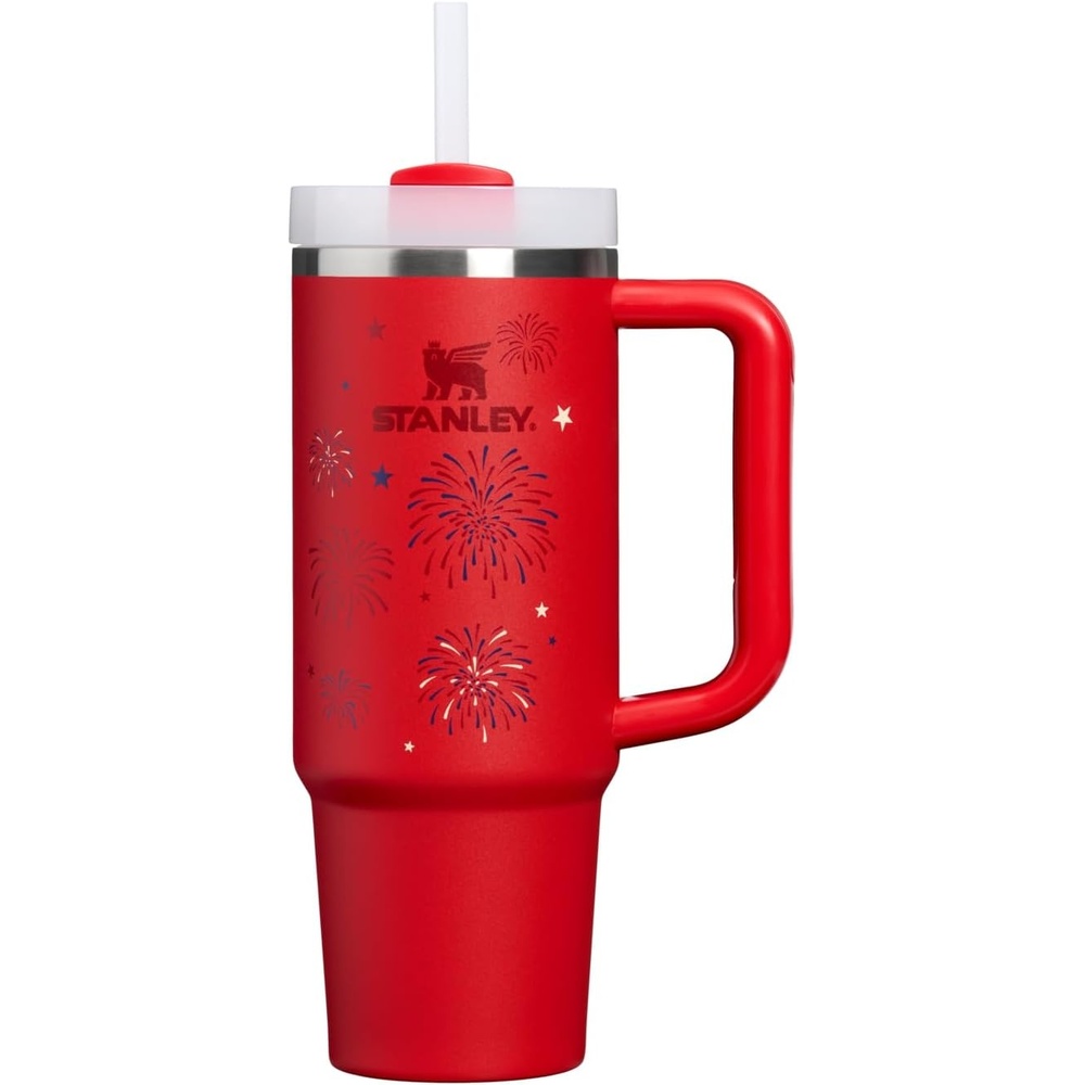 image:imageSTANLEY Quencher H20 Flow State Tumbler 30 oz Chili Red Handle and Straw 3Position Lid Cup Holder Compatible for Travel Insulated Stainless Steel Cup BPAFreeChili Red Fireworks