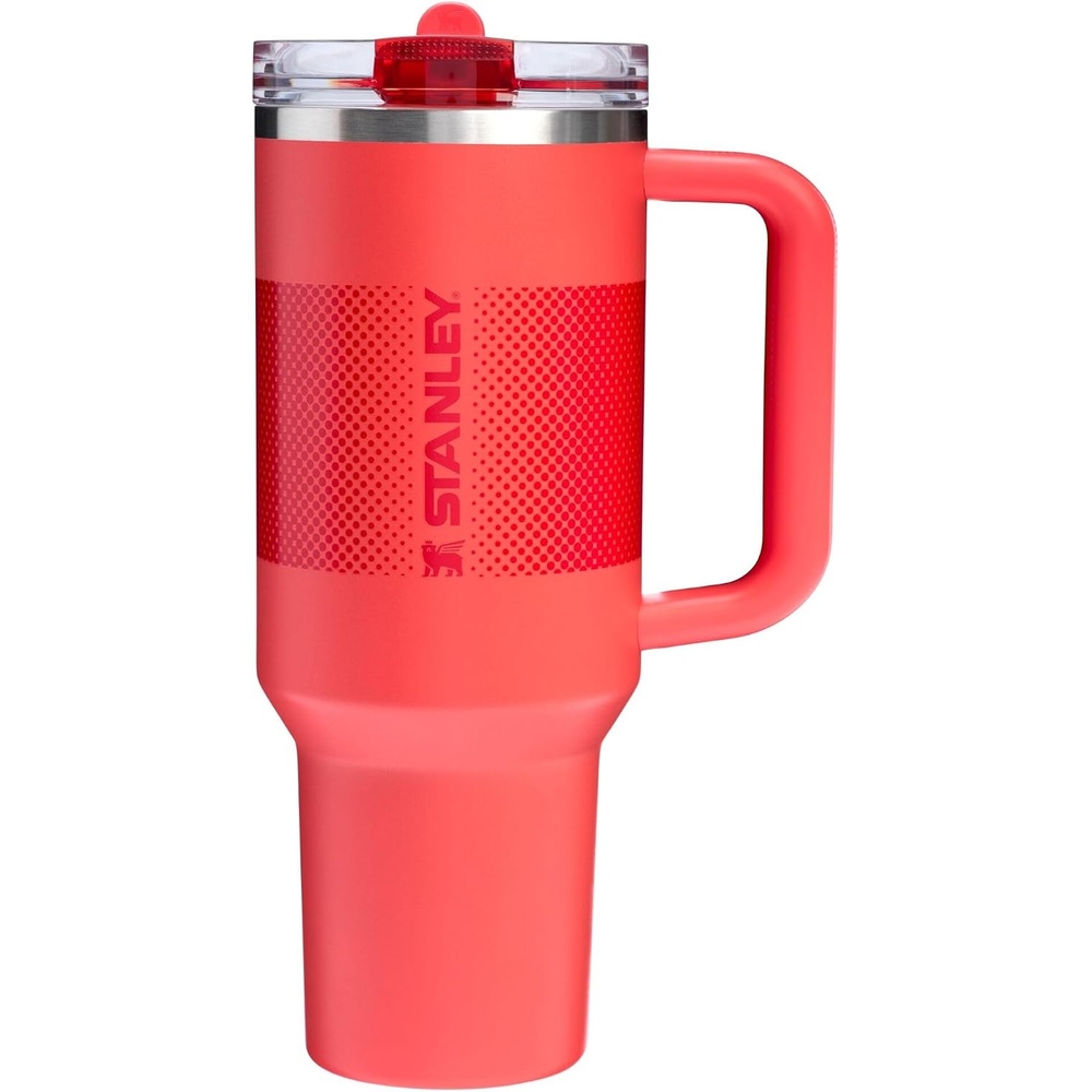image:imageSTANLEY Quencher ProTour Flipstraw Tumbler 40 oz Hot Coral Fade BuiltIn Straw amp Handle Cupholder Compatible for Travel Leakproof Insulated Stainless Steel Cup BPAFree