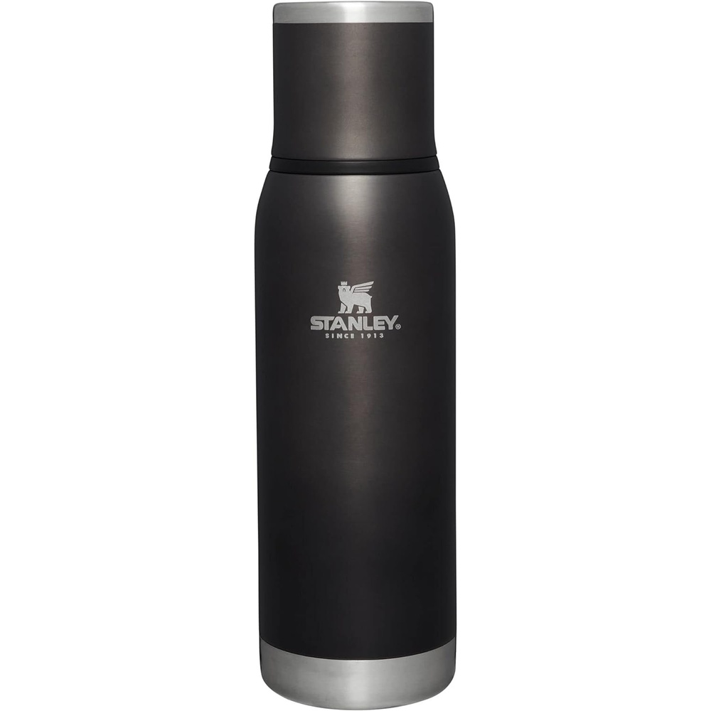 image:imageStanley AdventureToGo Vacuum Bottle 11 qt Wide Mouth with Leakproof Cup Lid Keep Drinks Hot or Cold Packable for Travel Insulated Stainless Steel Thermal Bottle BPAFree Chili RedCharcoal Glow