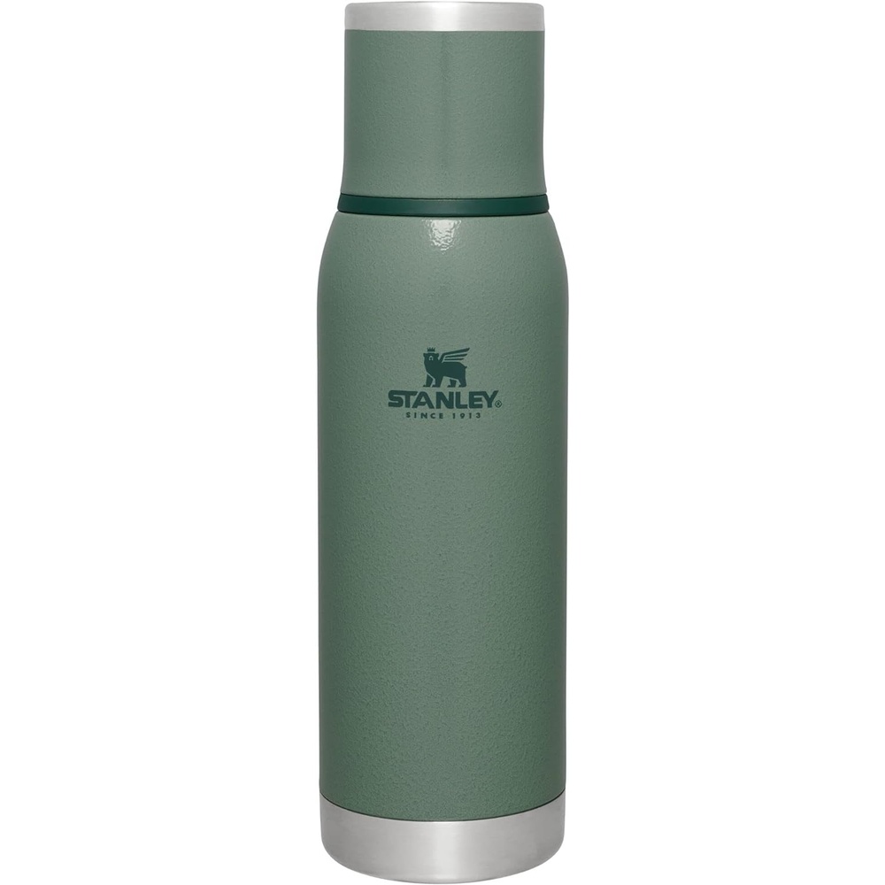 image:imageStanley AdventureToGo Vacuum Bottle 11 qt Wide Mouth with Leakproof Cup Lid Keep Drinks Hot or Cold Packable for Travel Insulated Stainless Steel Thermal Bottle BPAFree Chili RedHammertone Green