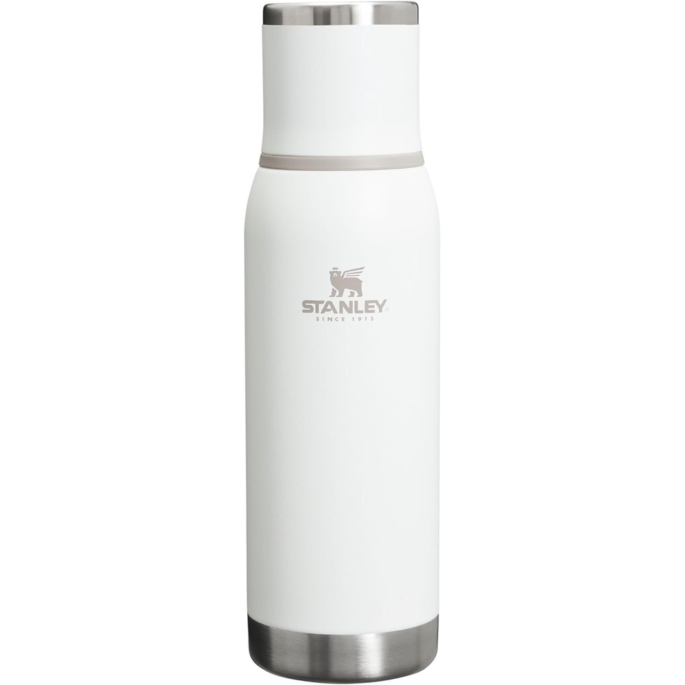 image:imageStanley AdventureToGo Vacuum Bottle 11 qt Wide Mouth with Leakproof Cup Lid Keep Drinks Hot or Cold Packable for Travel Insulated Stainless Steel Thermal Bottle BPAFree Chili RedFrost White