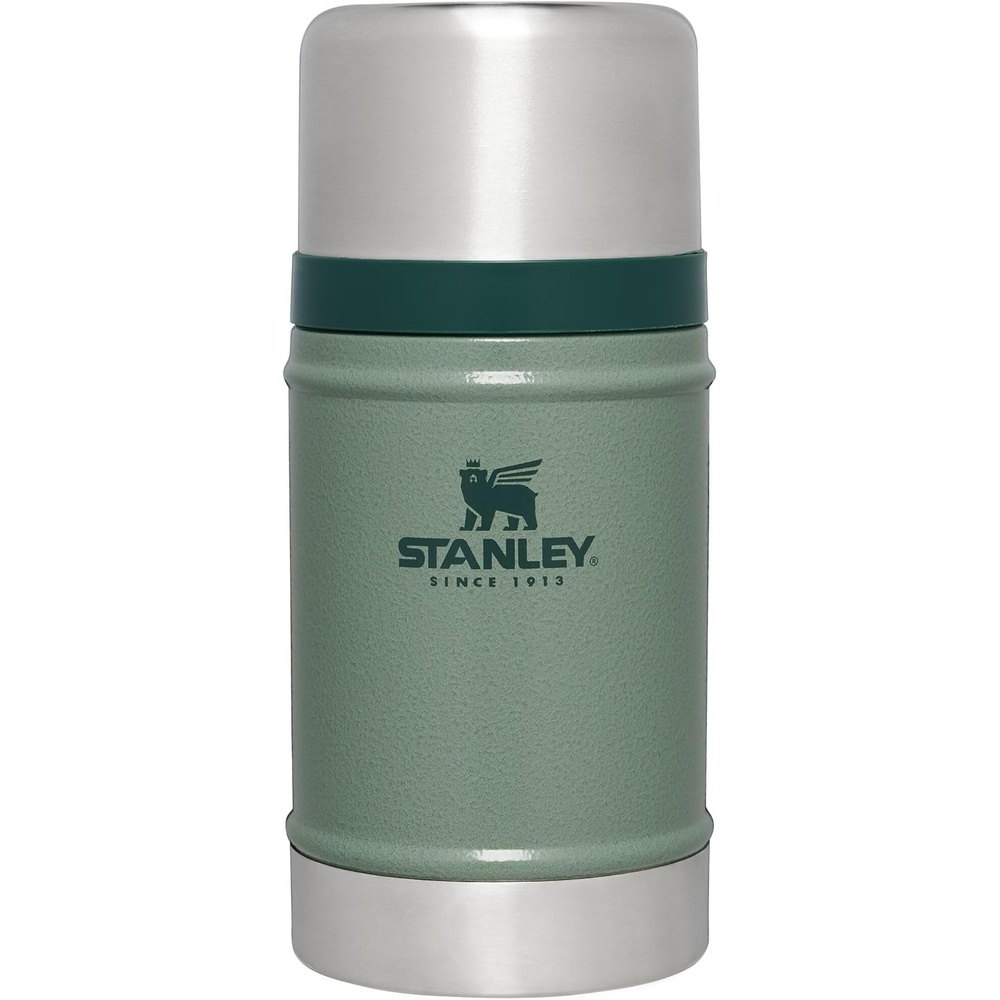 image:imageStanley Classic Legendary Large Food Jar 24 oz Vacuum Insulated Food Container Wide Mouth Screw On Lid Packable for Travel Stainless Steel amp Leakproof Lid Hammertone Green