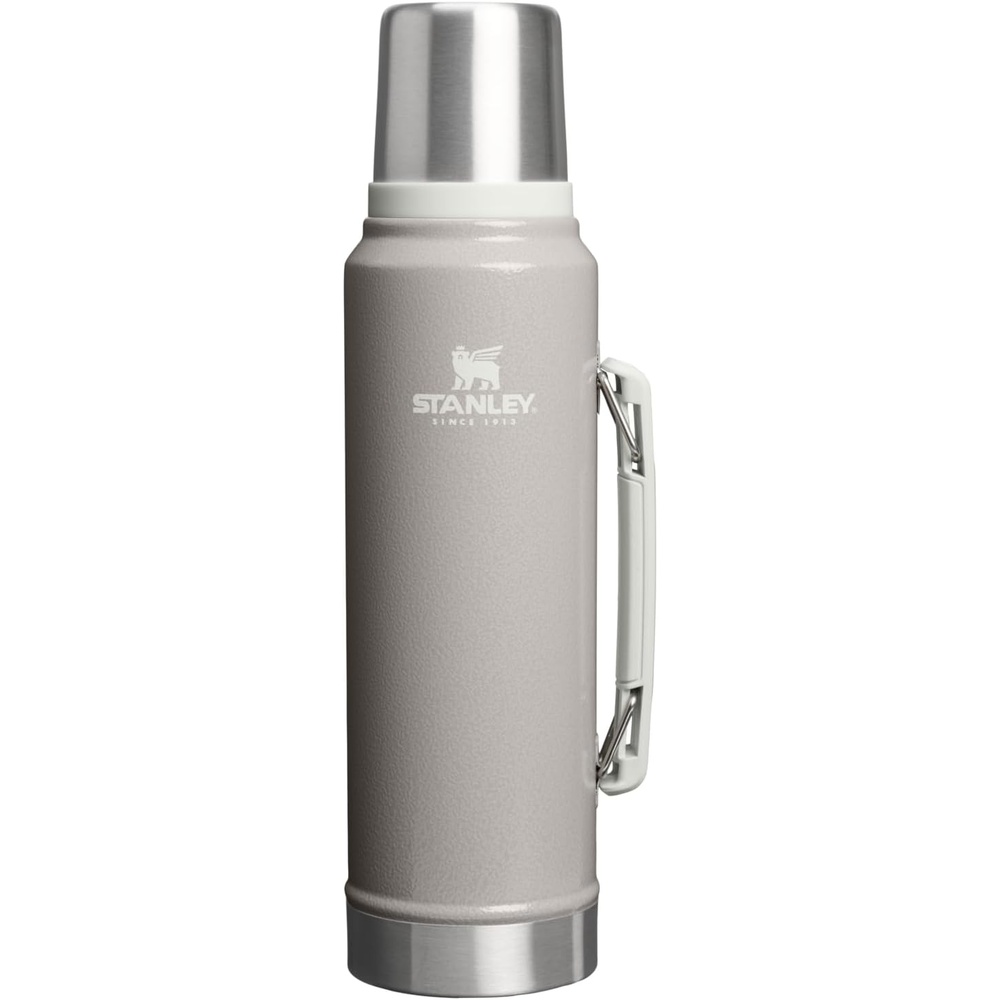 image:imageStanley Classic Legendary Vacuum Bottle 11 qt Wide Mouth with Leakproof Cup Lid Keep Drinks Hot or Cold Packable for Travel Insulated Stainless Steel Thermos BPAFree Hammertone Ash