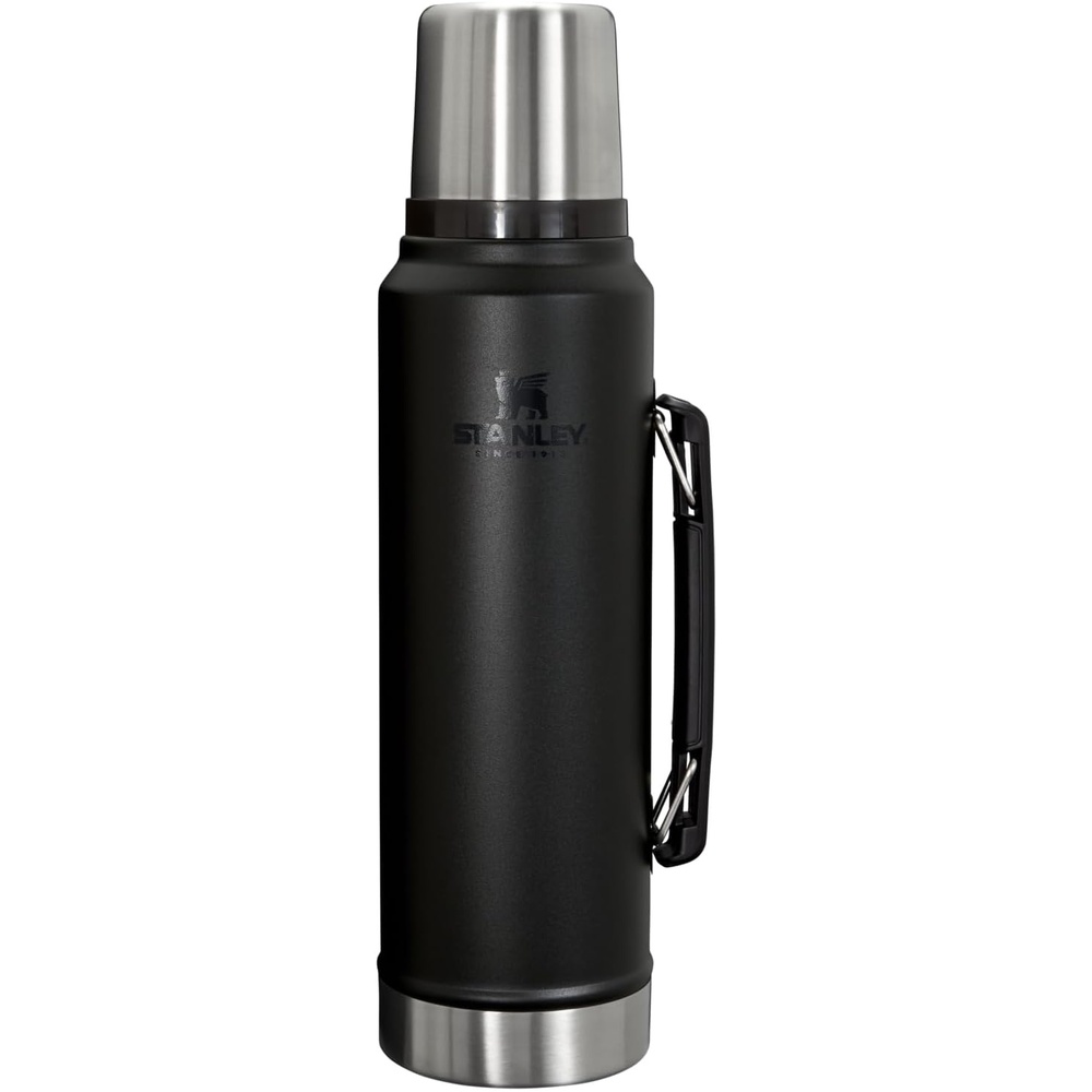 image:imageStanley Classic Legendary Vacuum Bottle 20 oz Wide Mouth with Leakproof Cup Lid Keep Drinks Hot or Cold Packable for Travel Insulated Stainless Steel Thermal Bottle BPAFree Black 20Black 20