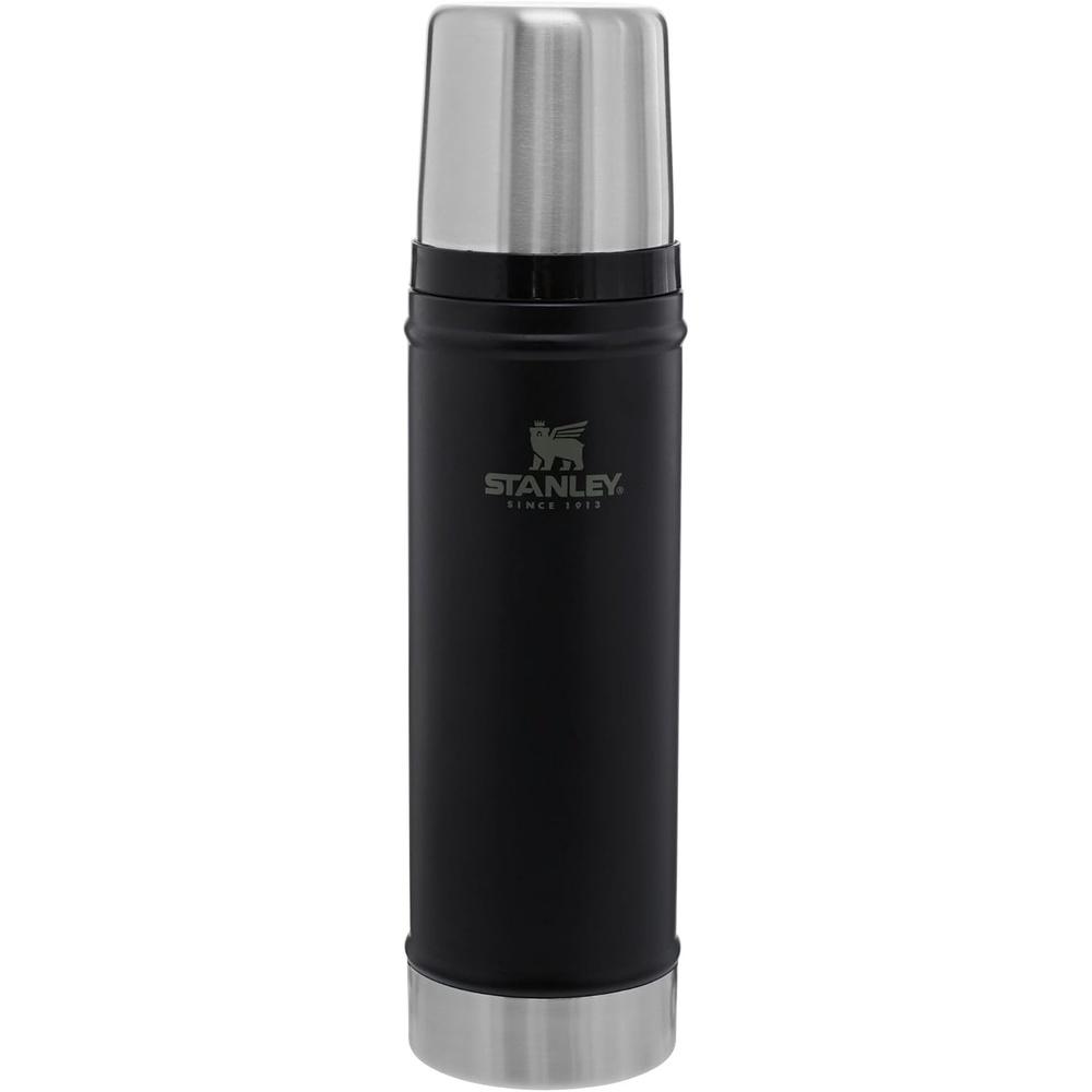 image:imageStanley Classic Legendary Vacuum Bottle 20 oz Wide Mouth with Leakproof Cup Lid Keep Drinks Hot or Cold Packable for Travel Insulated Stainless Steel Thermal Bottle BPAFree Black 20Matte Black