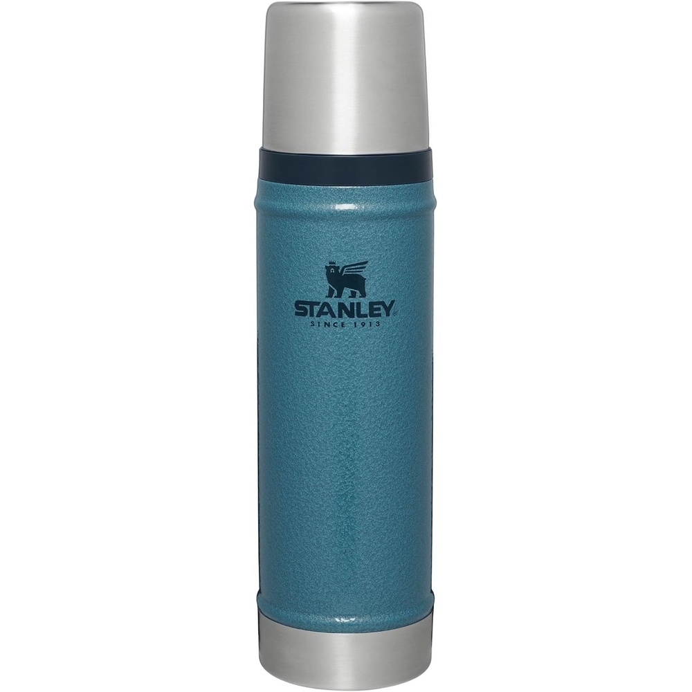 image:imageStanley Classic Legendary Vacuum Bottle 20 oz Wide Mouth with Leakproof Cup Lid Keep Drinks Hot or Cold Packable for Travel Insulated Stainless Steel Thermal Bottle BPAFree Black 20Hammertone Lake