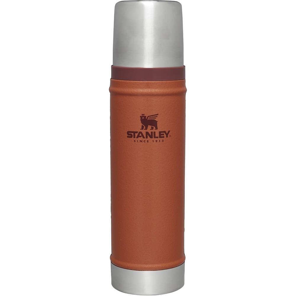 image:imageStanley Classic Legendary Vacuum Bottle 20 oz Wide Mouth with Leakproof Cup Lid Keep Drinks Hot or Cold Packable for Travel Insulated Stainless Steel Thermal Bottle BPAFree Black 20Hammertone Clay