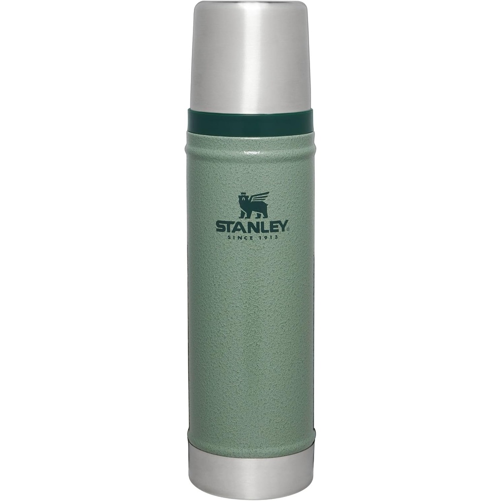 image:imageStanley Classic Legendary Vacuum Bottle 20 oz Wide Mouth with Leakproof Cup Lid Keep Drinks Hot or Cold Packable for Travel Insulated Stainless Steel Thermal Bottle BPAFree Black 20Hammertone Green