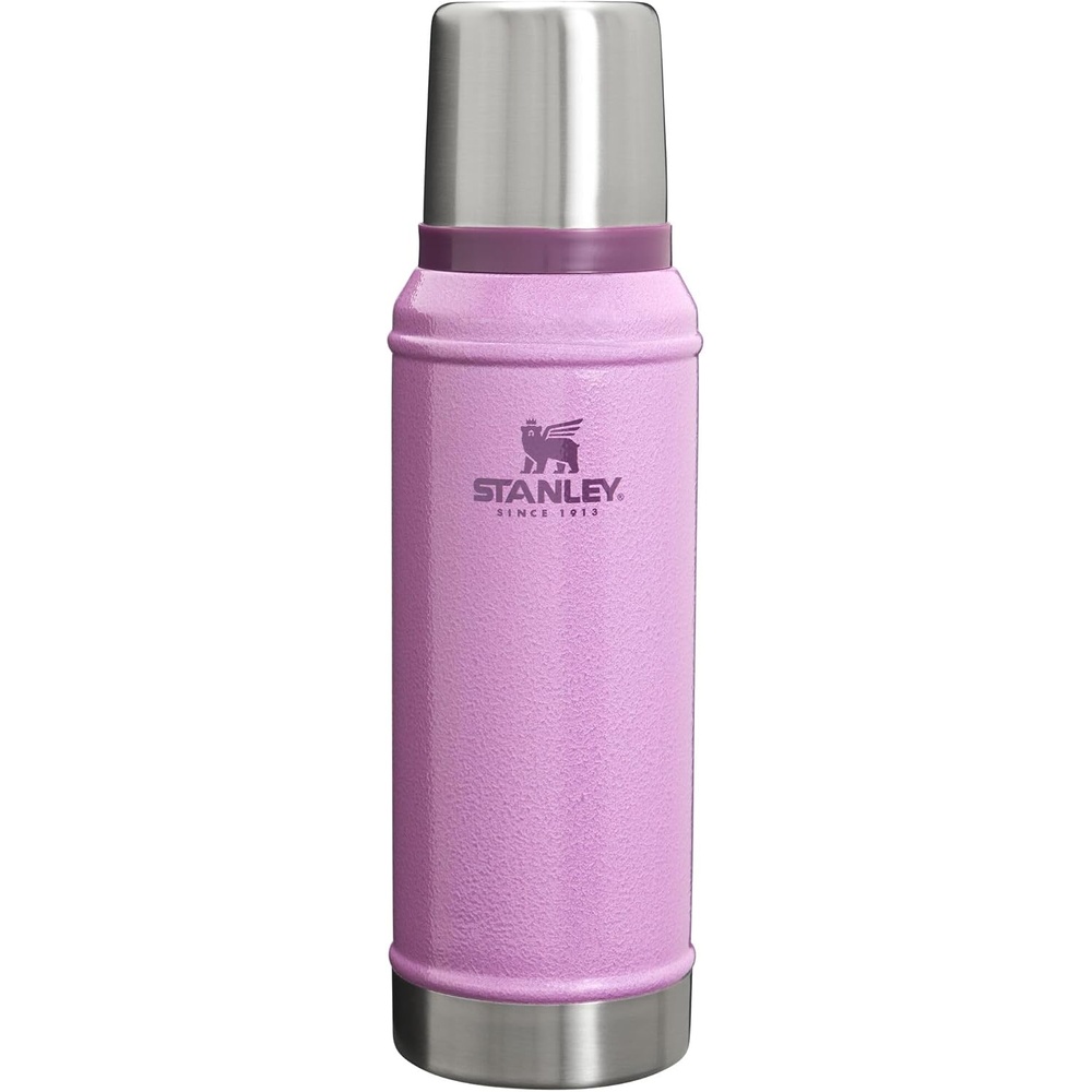 image:imageStanley Classic Legendary Vacuum Bottle 20 oz Wide Mouth with Leakproof Cup Lid Keep Drinks Hot or Cold Packable for Travel Insulated Stainless Steel Thermal Bottle BPAFree Black 20Hammertone Lilac