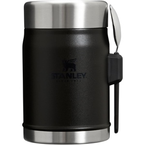 STANLEY Classic Food Jar and Spork | Vacuum Insulated Food Container | Wide Mouth Screw On Lid | Packable for Travel | Stainless Steel with Leakproof Lid | BPA-Free(Black 2.0)