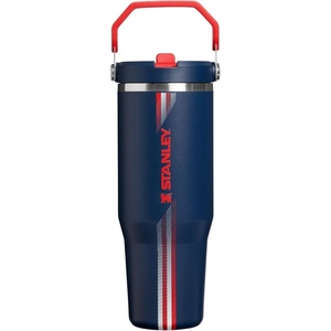 STANLEY IceFlow 2.0 Flip Straw Tumbler, 30 oz, Chili Red | Easy Carry Handle | Twist On Lid and Flip Up Straw | Leak Resistant Water Bottle | Insulated Stainless Steel | BPA-Free(Team Navy Red)