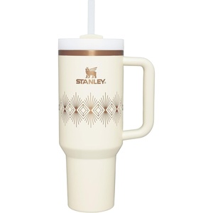 STANLEY Quencher H2.0 Flow State Tumbler, 30 oz, Chili Red | Handle and Straw | 3-Position Lid | Cup Holder Compatible for Travel | Insulated Stainless Steel Cup | BPA-Free(Cream Gloss Deco)
