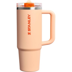 STANLEY Quencher ProTour Flipstraw Tumbler, 20 oz, Chili Black | Built-In Straw & Handle | Cupholder Compatible for Travel | Leakproof Insulated Stainless Steel Cup | BPA-Free(Orange Sherbet)