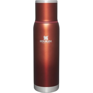 Stanley Adventure-To-Go Vacuum Bottle 1.1 qt | Wide Mouth with Leakproof Cup Lid | Keep Drinks Hot or Cold | Packable for Travel | Insulated Stainless Steel Thermal Bottle | BPA-Free | Chili Red(Clay Glow)