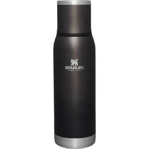 Stanley Adventure-To-Go Vacuum Bottle 1.1 qt | Wide Mouth with Leakproof Cup Lid | Keep Drinks Hot or Cold | Packable for Travel | Insulated Stainless Steel Thermal Bottle | BPA-Free | Chili Red(Charcoal Glow)