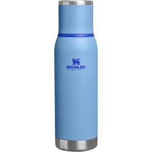 Stanley Adventure-To-Go Vacuum Bottle 1.1 qt | Wide Mouth with Leakproof Cup Lid | Keep Drinks Hot or Cold | Packable for Travel | Insulated Stainless Steel Thermal Bottle | BPA-Free | Chili Red(Blue Sky)