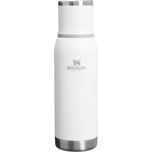 Stanley Adventure-To-Go Vacuum Bottle 1.1 qt | Wide Mouth with Leakproof Cup Lid | Keep Drinks Hot or Cold | Packable for Travel | Insulated Stainless Steel Thermal Bottle | BPA-Free | Chili Red(Frost White)