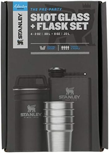 image:imageSTANLEY Adventure PreParty Nesting Shot Glass Set 4 Shot Glasses in Travel Carrying Case Insulated Stainless Steel BPAFree Hammertone GreenMatte Black