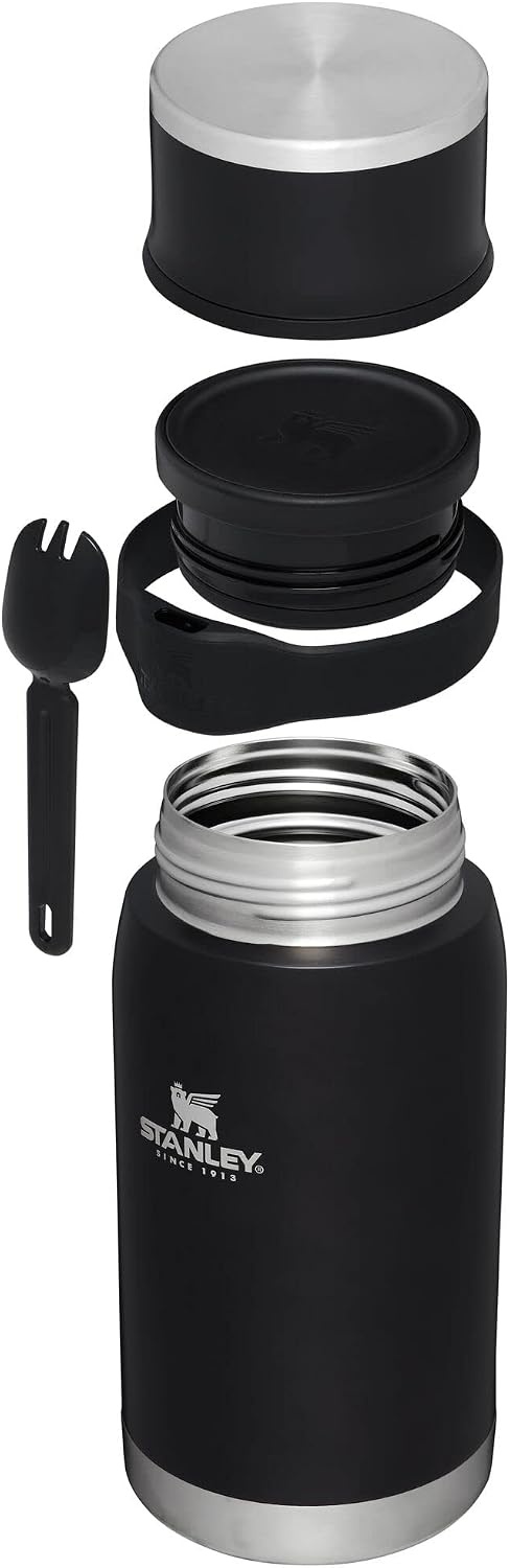 image:imageSTANLEY Adventure ToGo Food Jar and Spork 24 oz Vacuum Insulated Food Container Wide Mouth Screw On Lid Packable for Travel Stainless Steel with Leakproof Lid BPAFree Spring GreenBlack Glow