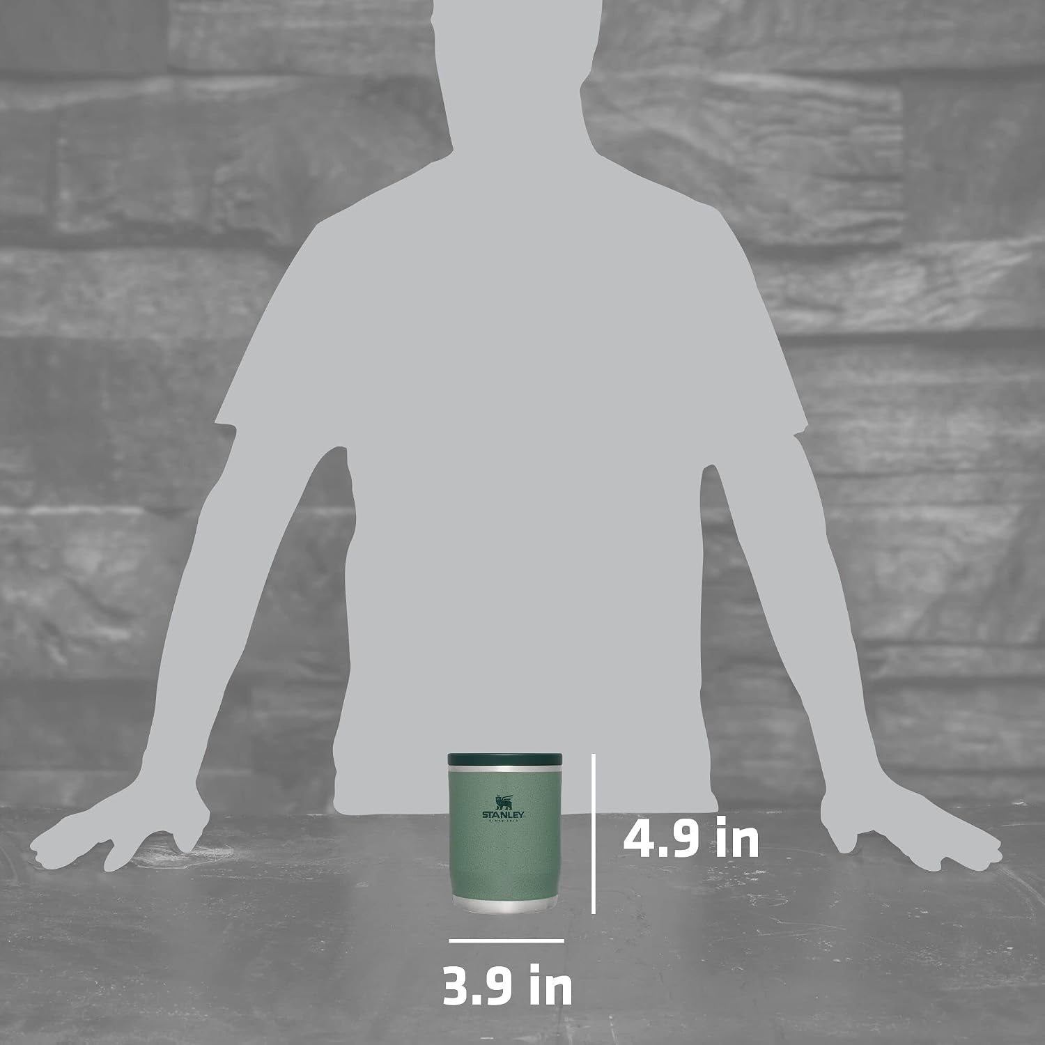 image:imageSTANLEY Adventure ToGo Food Jar and Spork 24 oz Vacuum Insulated Food Container Wide Mouth Screw On Lid Packable for Travel Stainless Steel with Leakproof Lid BPAFree Spring GreenHammertone Green
