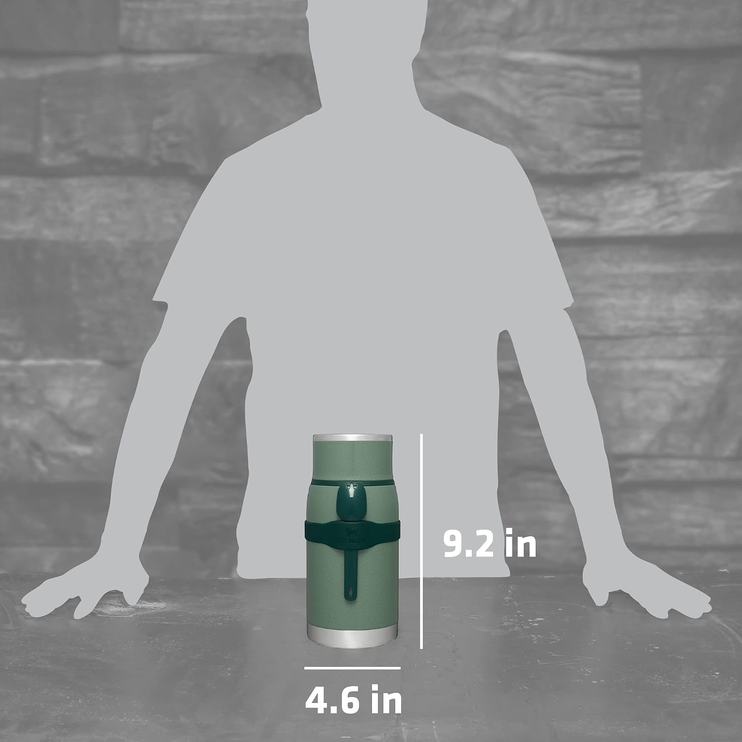 image:imageSTANLEY Adventure ToGo Food Jar and Spork 24 oz Vacuum Insulated Food Container Wide Mouth Screw On Lid Packable for Travel Stainless Steel with Leakproof Lid BPAFree Spring GreenHammertone Green
