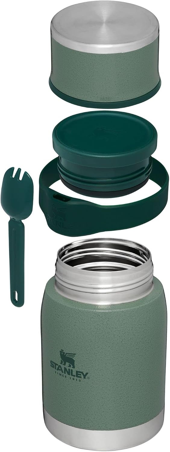 image:imageSTANLEY Adventure ToGo Food Jar and Spork 24 oz Vacuum Insulated Food Container Wide Mouth Screw On Lid Packable for Travel Stainless Steel with Leakproof Lid BPAFree Spring GreenHammertone Green